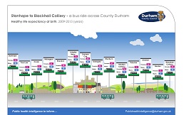 Bus Journey Infographics (Healthy Life Expectancy) Stanhope to Blackhall Colliery
